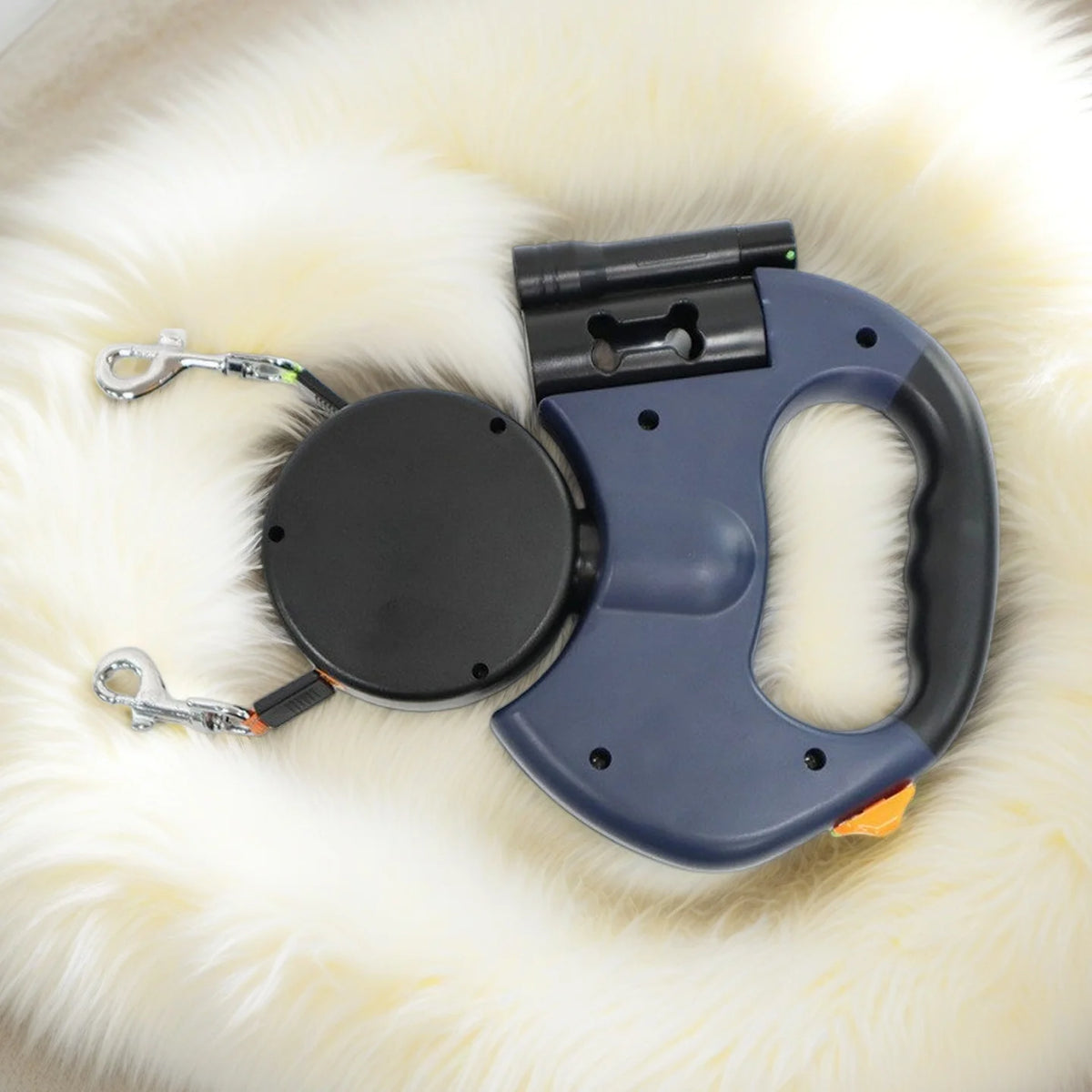 Retractable Dual Dog Leash with LED Light, 360-Degree Swivel, No-Tangle Design, Independent Braking System, and 3M Reflective Leads
