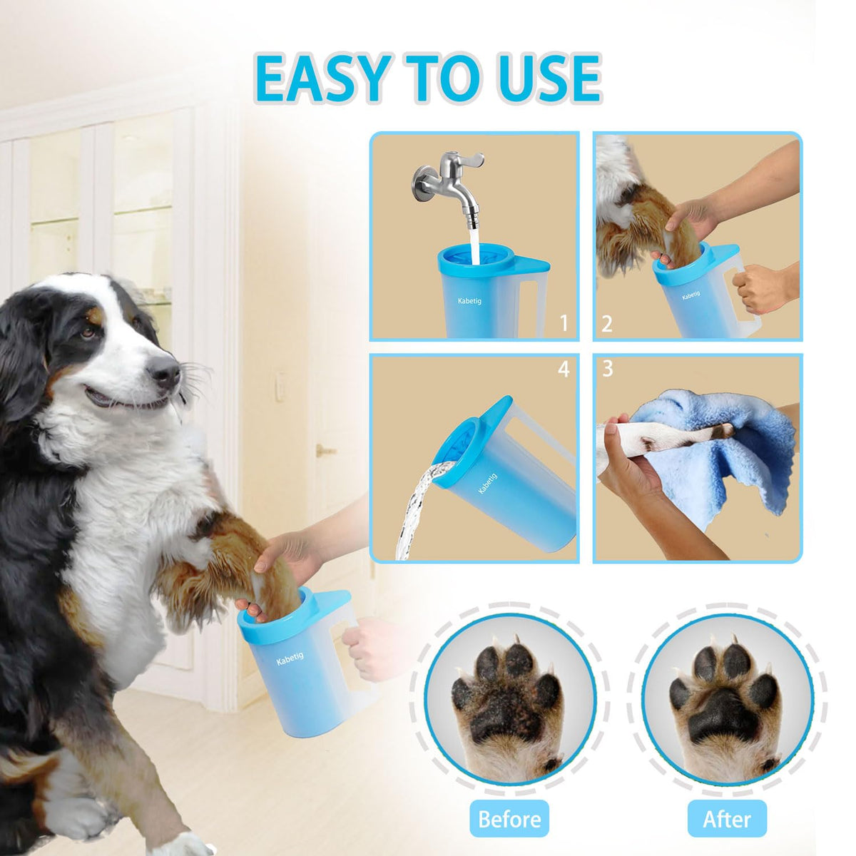 Dog Paw Cleaning Cup with Handle for Large and Extra Large Breeds