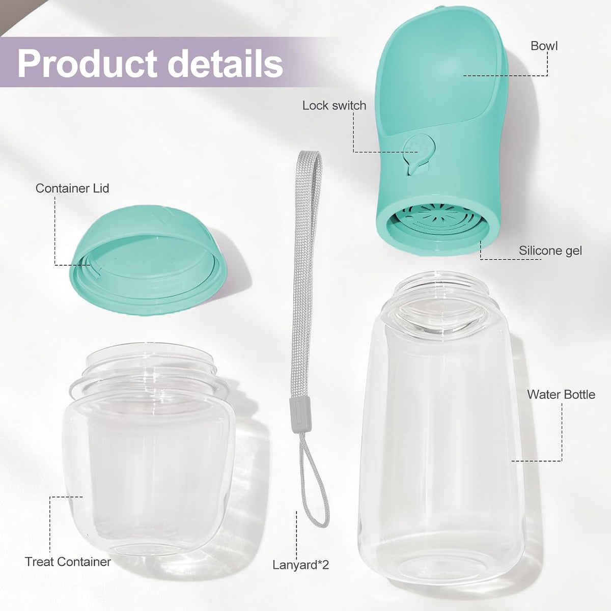 Portable Dog Water Bottle with Integrated Food Container for Travel