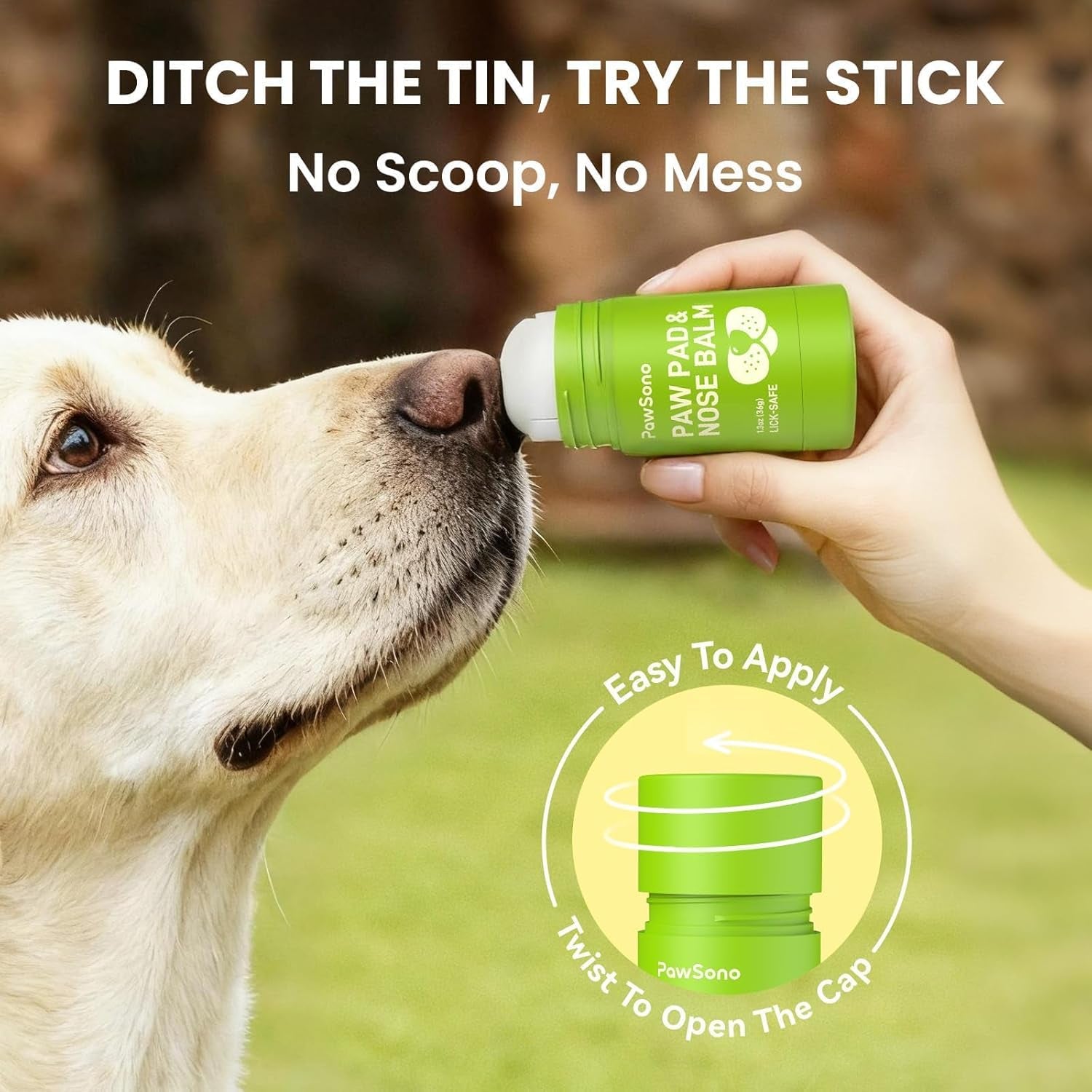 Lick-Safe Dog Paw & Nose Balm with Coconut Oil | Winter Snow, Road Salt & Cold Pavement Protector | All-Natural Moisturizer & Soother for Dry, Cracked Pads & Snout | Horse Hoof, Joint Care