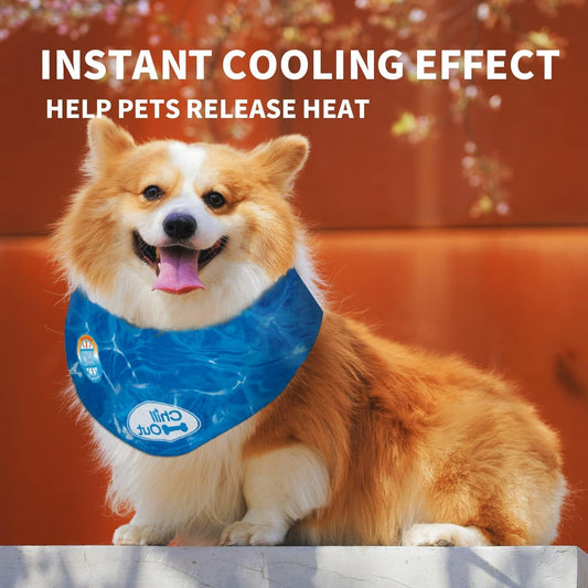 Keep Your Dog Cool in Style with the Chill Out Blue Medium Dog Cooling Bandana