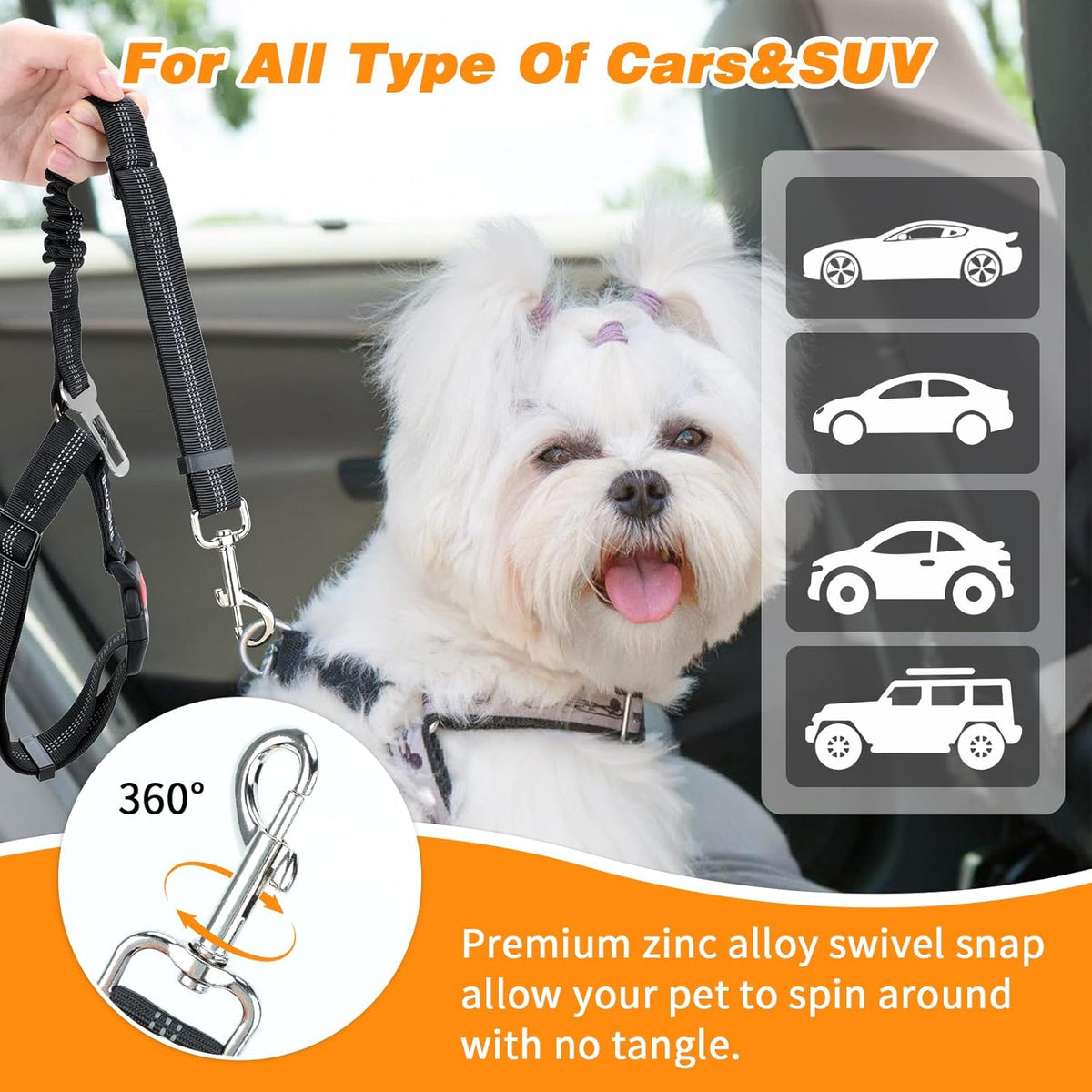 Petopolis RoadSafe™ 2-Pack Bungee Dog Seat Belts