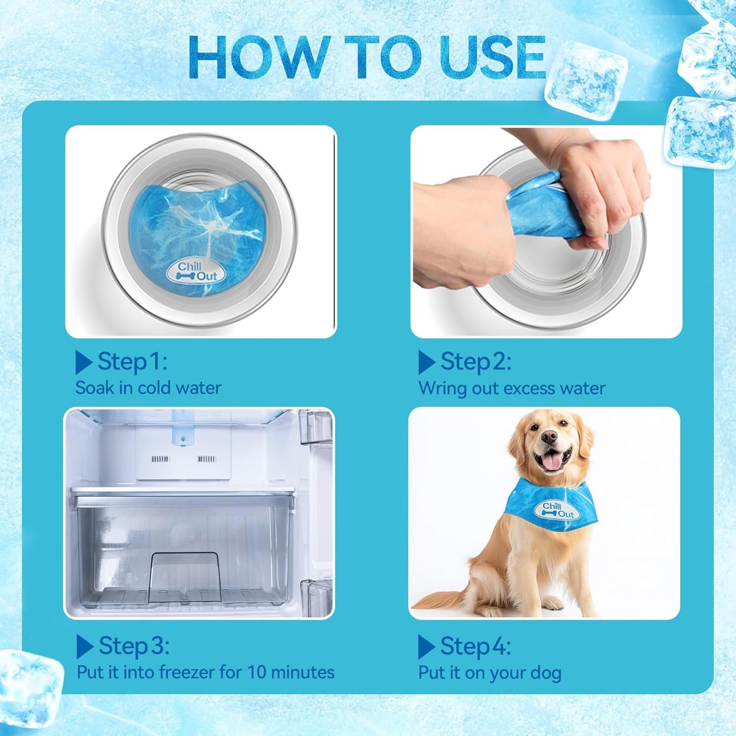 Keep Your Dog Cool in Style with the Chill Out Blue Medium Dog Cooling Bandana