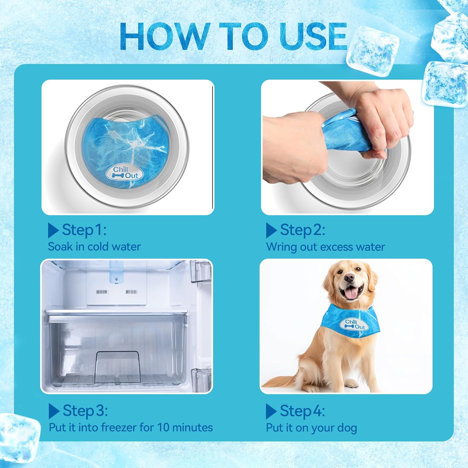 Keep Your Dog Cool in Style with the Chill Out Blue Medium Dog Cooling Bandana