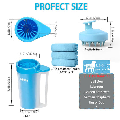 Dog Paw Cleaning Cup with Handle for Large and Extra Large Breeds