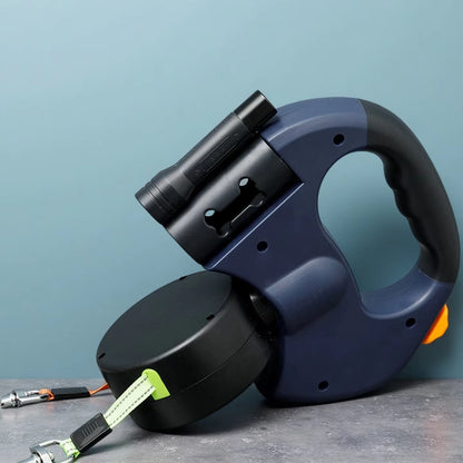 Retractable Dual Dog Leash with LED Light, 360-Degree Swivel, No-Tangle Design, Independent Braking System, and 3M Reflective Leads