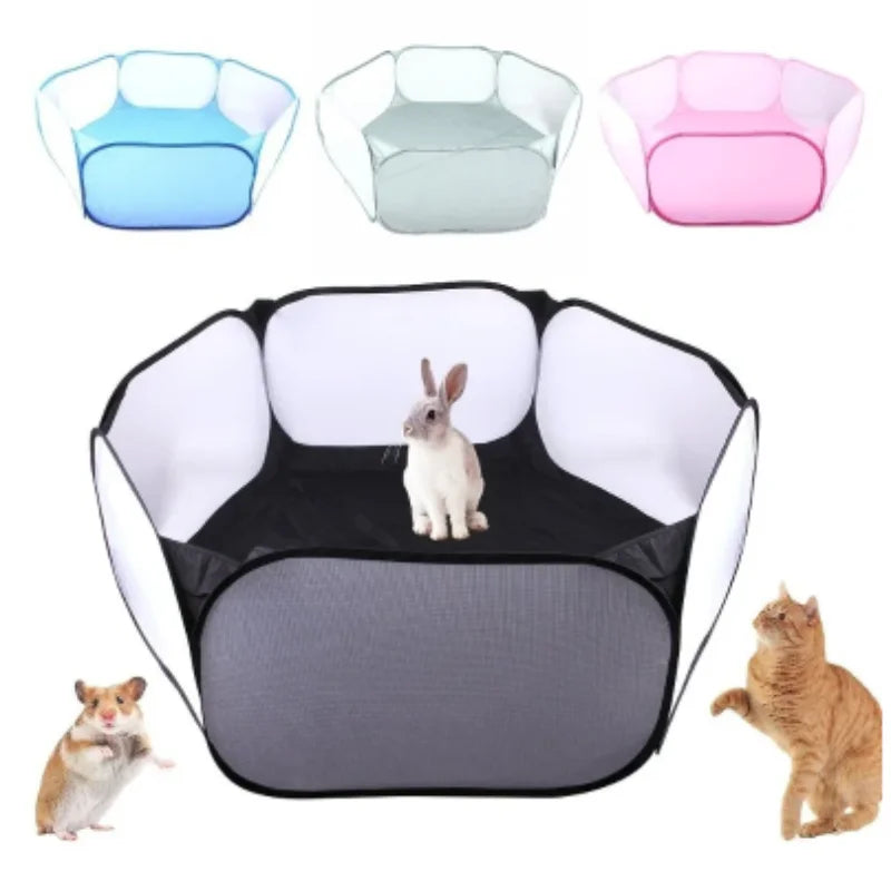 Transparent Portable Pet Playpen - The Perfect Foldable Outdoor Enclosure for Your Furry Friends!