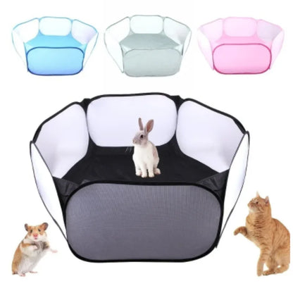 Transparent Portable Pet Playpen - The Perfect Foldable Outdoor Enclosure for Your Furry Friends!
