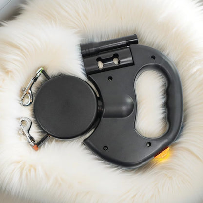 Retractable Dual Dog Leash with LED Light, 360-Degree Swivel, No-Tangle Design, Independent Braking System, and 3M Reflective Leads